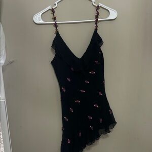 Y2K Elegant Beaded Silk Top with Flowers